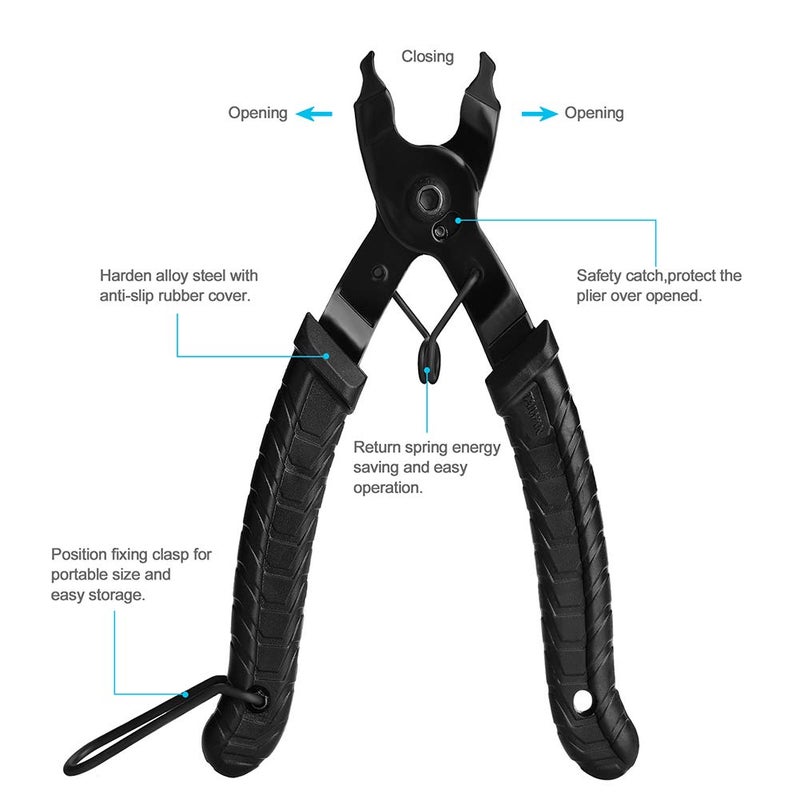 A AKRAF Bicycle Chain Repair Tool Kit with Bike Link Plier, Chain Breaker Splitter Tool, 6 Pairs Bicycle Missing Links, Bicycle Mechanic Tool Kit with Chain Master Link Remover and Connector - Image 2